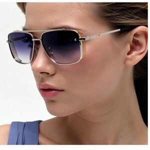 Women Sunglasses Silver Frame Gray‎ Lens Fashion Pilot Sun Glasses  Lentes Mujer